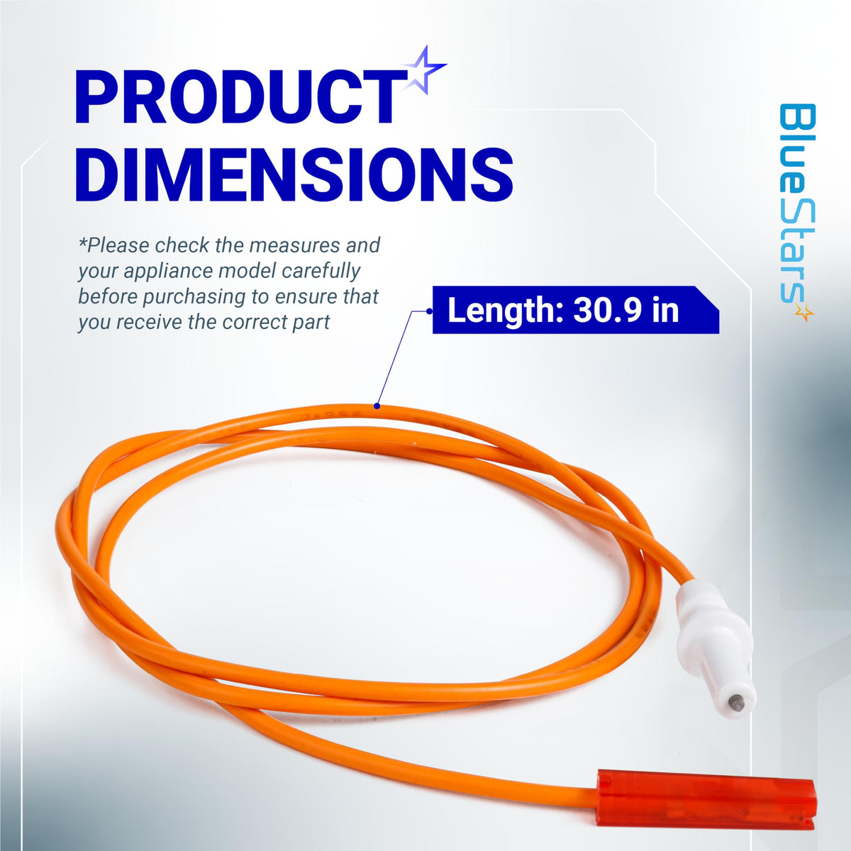 Dimension diagram showing 30.9-inch length of DG94-00540A surface burner igniter for Samsung gas range.