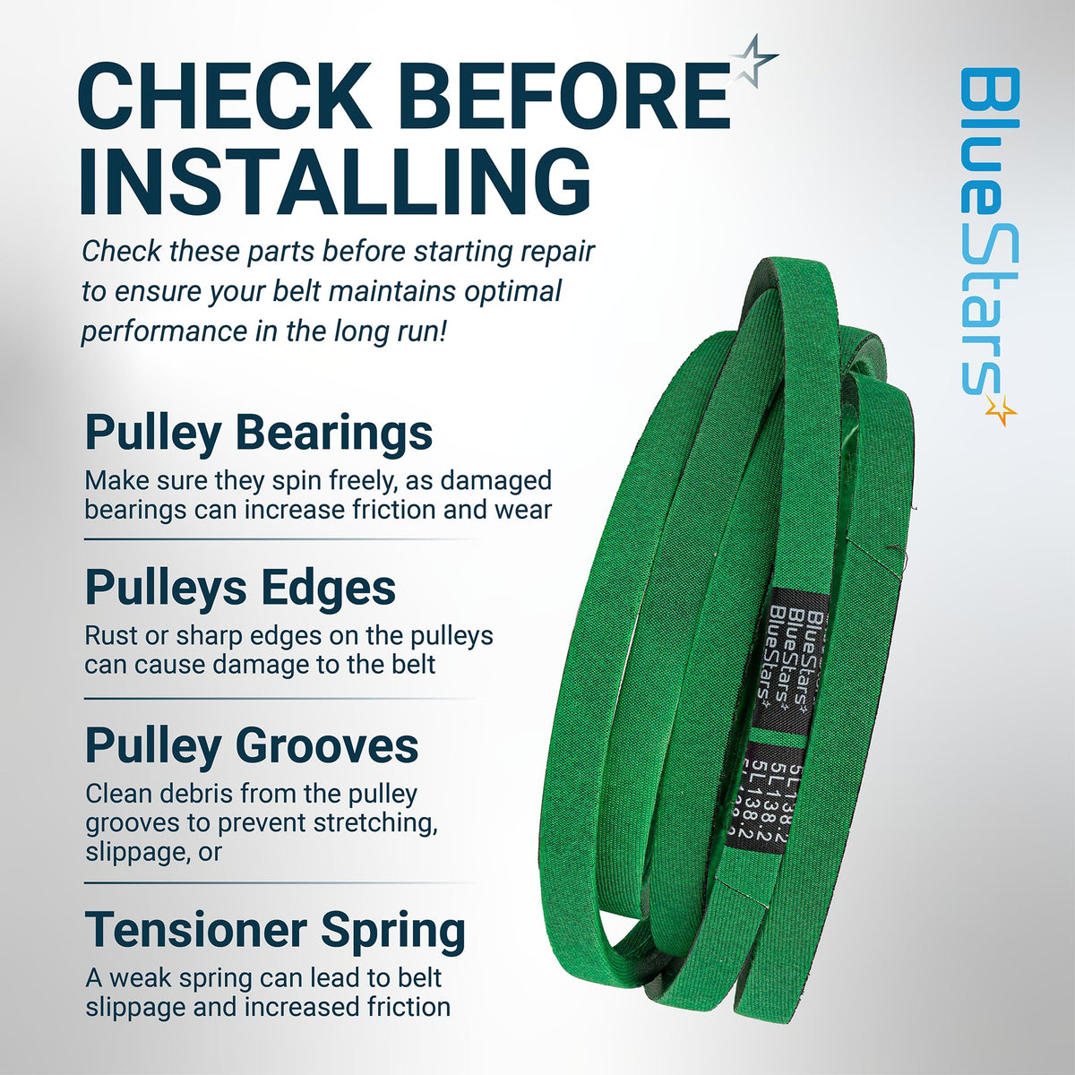 532197242 deck belt installation guide showing maintenance tips for Husqvarna and Craftsman lawn mower pulleys.