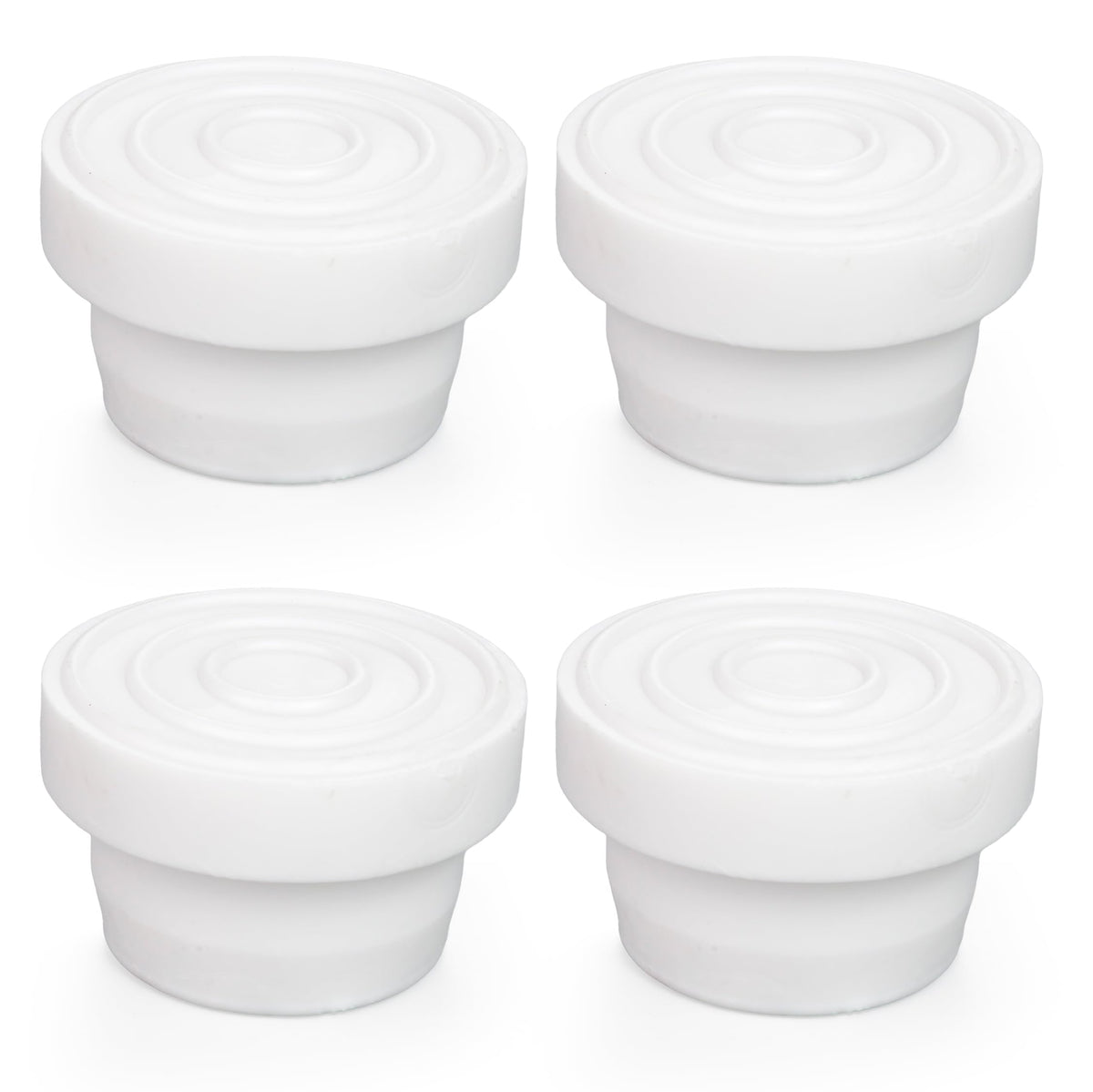 Set of four white rubber pool ladder end caps for 1.9-inch inground pool ladder tubing.
