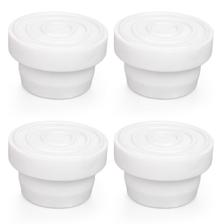 Set of four white rubber pool ladder end caps for 1.9-inch inground pool ladder tubing.