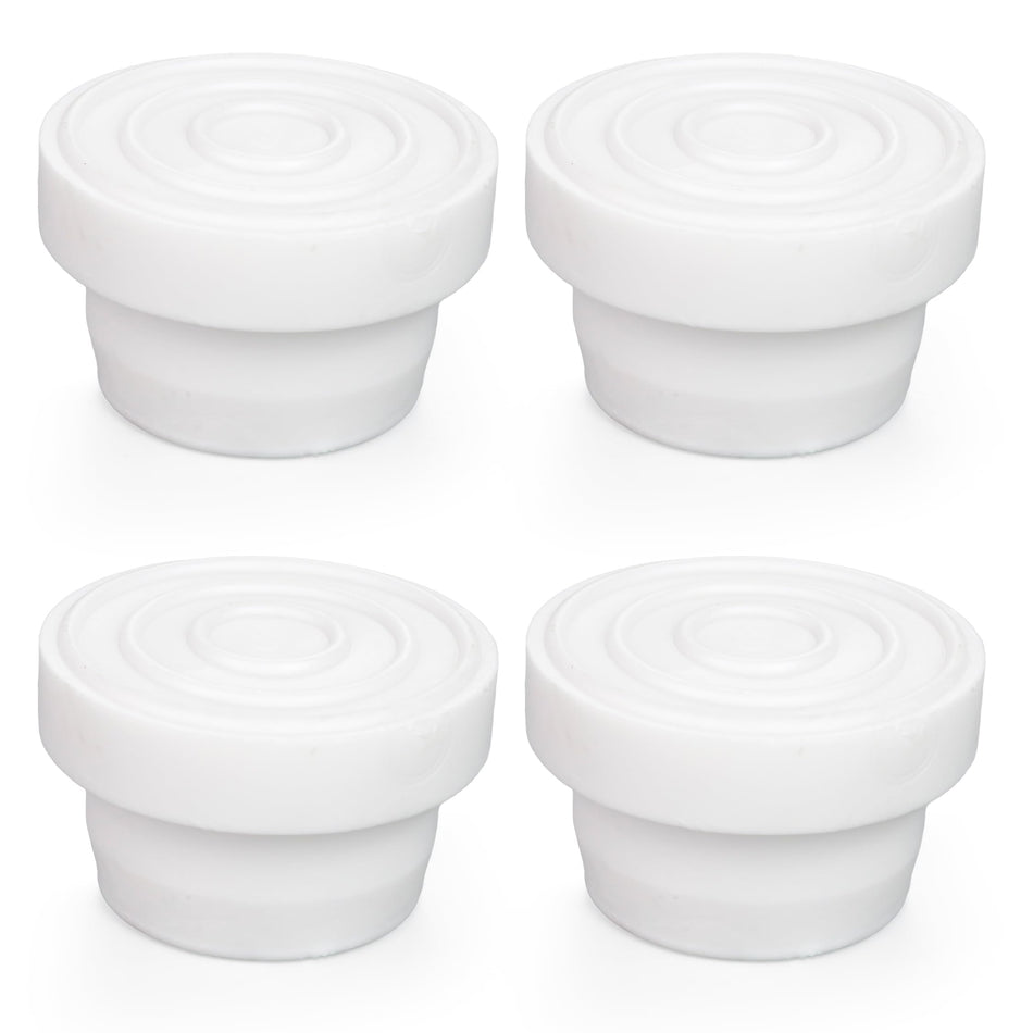 Set of four white rubber pool ladder end caps for 1.9-inch inground pool ladder tubing.