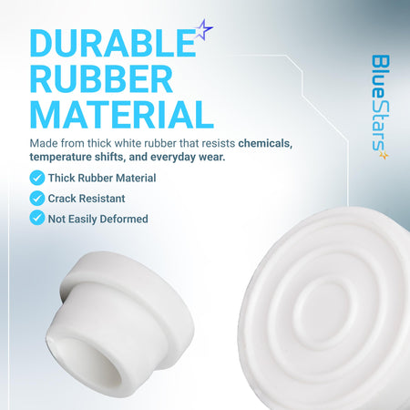 Durable white rubber pool ladder bumper end caps for 1.9-inch tubing, showing side and bottom view.