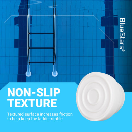 White rubber pool ladder bumper end cap with non-slip textured surface for 1.9-inch inground pool ladder tubing.