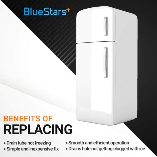 Infographic showing benefits of replacing Samsung refrigerator drain evaporator clip to prevent ice buildup.