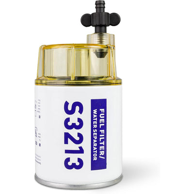 S3213 fuel water separator filter with clear bowl, front view