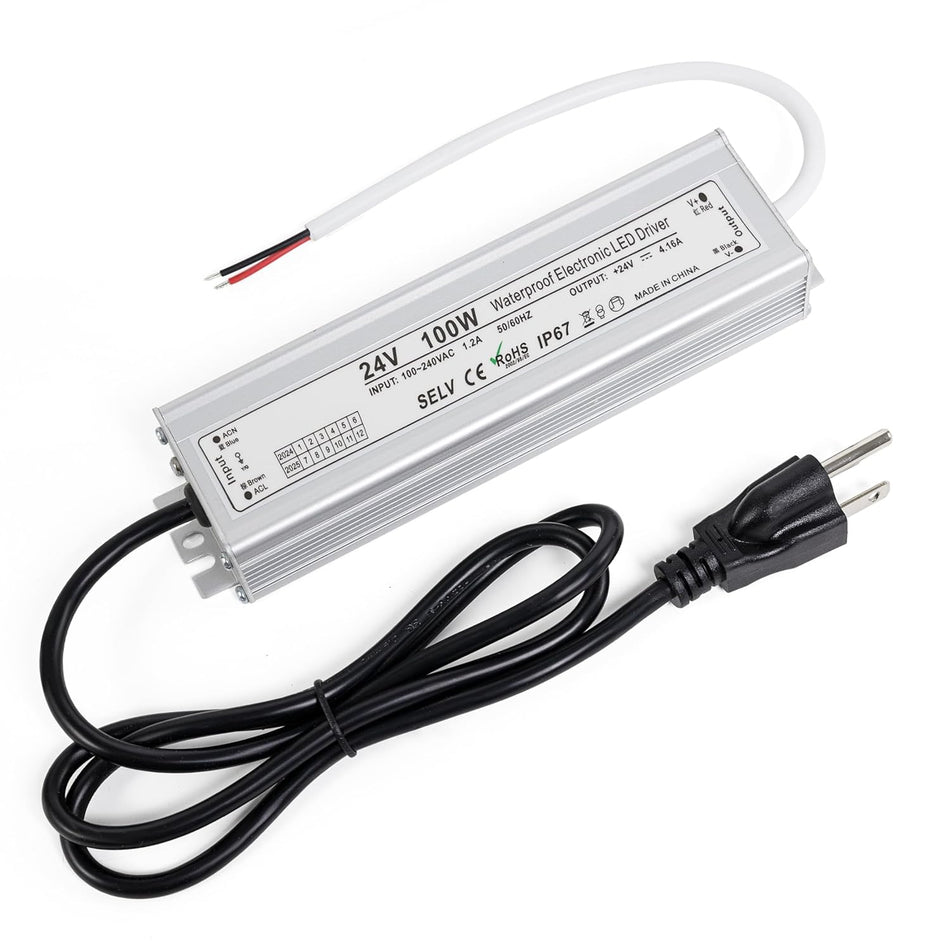 100W 24V LED Power Supply Driver 4.2A AC 90-260V to 24V DC IP67 Waterproof