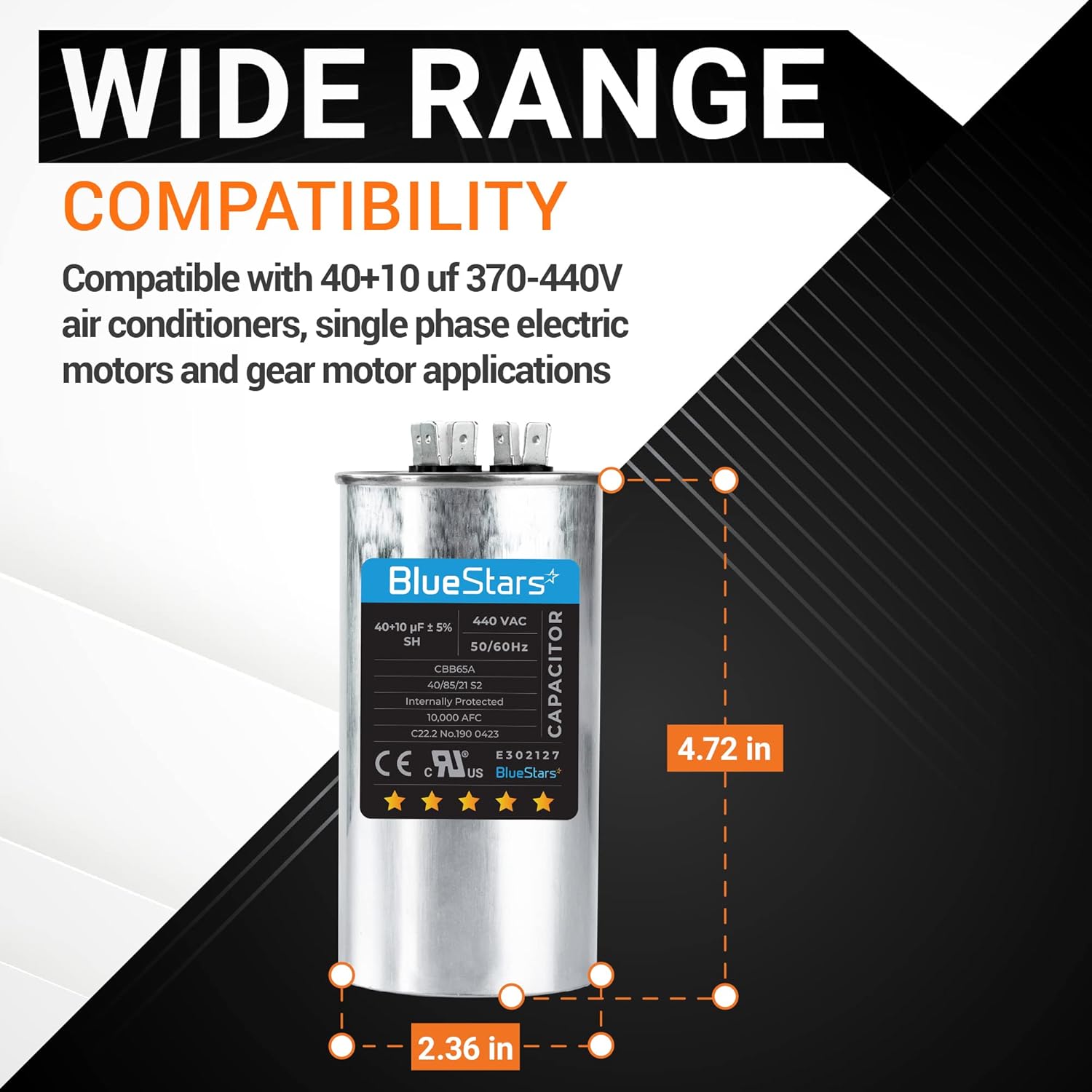 40+10 MFD 370/440V Round Dual Run Capacitor