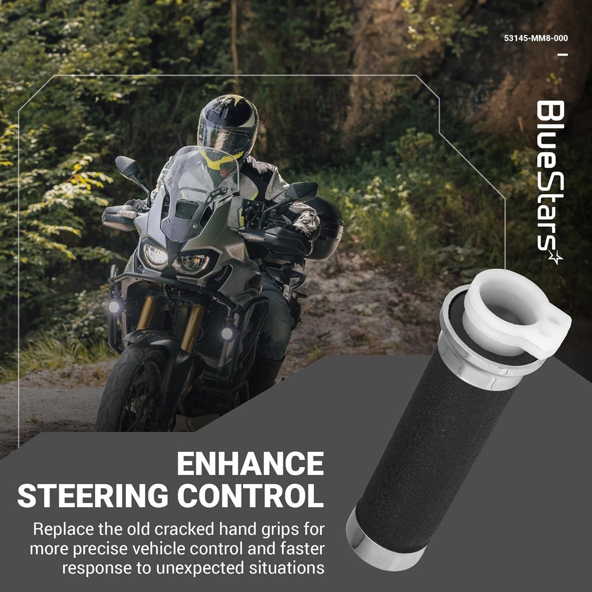 53145-MM8-000 Honda right side throttle hand grip with white plastic cable housing component.