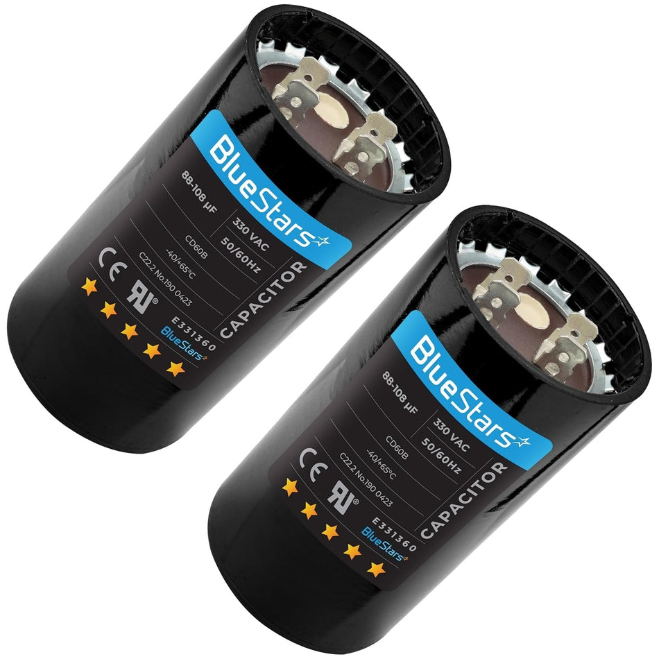 2-pack 88-108 uf mfd 330VAC Volts Round Motor Start Capacitor 50/60 Hz AC Electric