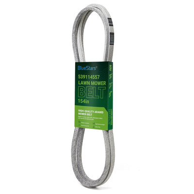 BlueStars 539114557 replacement mower drive belt for 52 and 54 inch decks in retail packaging.