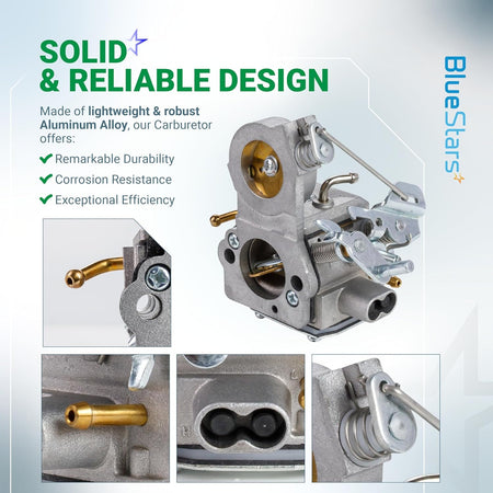C3-EL43C carburetor replacement for Husqvarna K750 K760 cutoff saws showing detailed component close-ups.