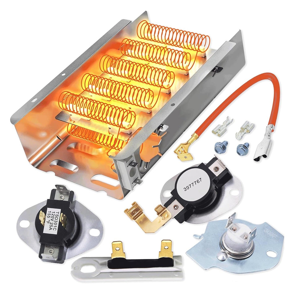 Dryer Heating Element Kit WED4815EW1 WED5000DW2 WED6200SW1 WED5300VW0 WED5100VQ1 WED4800BQ1 WED5300SQ0 WED4800XQ1 WED4800XQ0 WED49STBW1 WED4950HW0 WED4850HW0 WED4900XW0 WED4616FW0