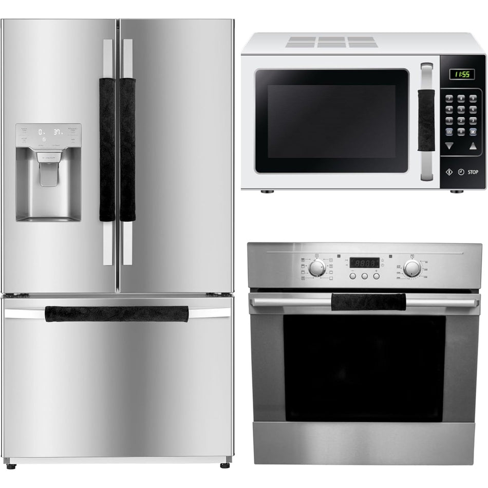 4-pack Refrigerator Door Handle Covers 15.74x5.5 inch & 2-pack Microwave Handle Covers 6.5x4.5 inch - Black