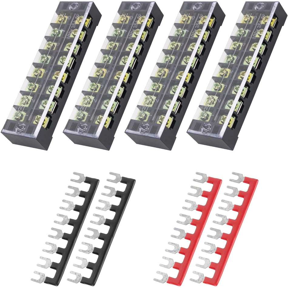 8 Positions Terminal Strip Blocks 600V 25A and 400V 25A 8 Positions Pre-Insulated Terminals Barrier Strip