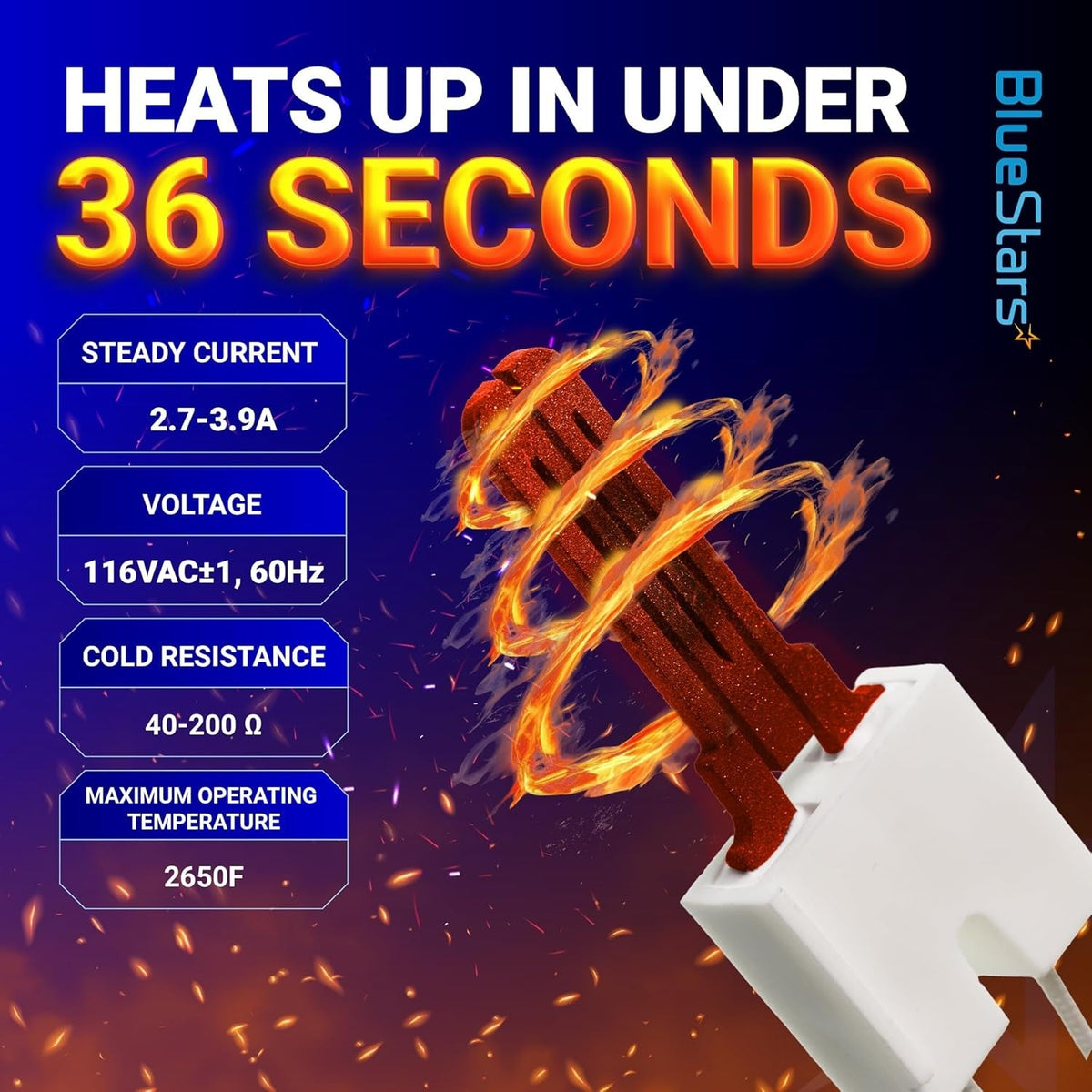 LH33ZS004 furnace igniter showing technical specifications and heating performance.
