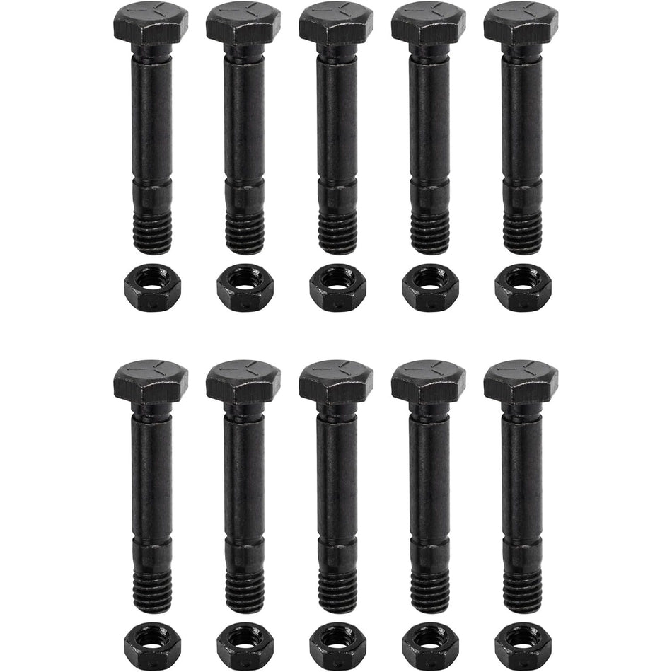 52100100 Snow Blower Shear Pins and Nuts - Pack of 10
