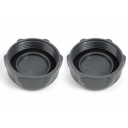 Two P01006 replacement pool drain valve caps for Coleman above ground pools with internal rubber seals.