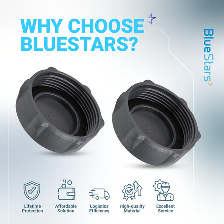 Two P01006 replacement pool drain valve caps for Coleman above ground pools with internal threading.