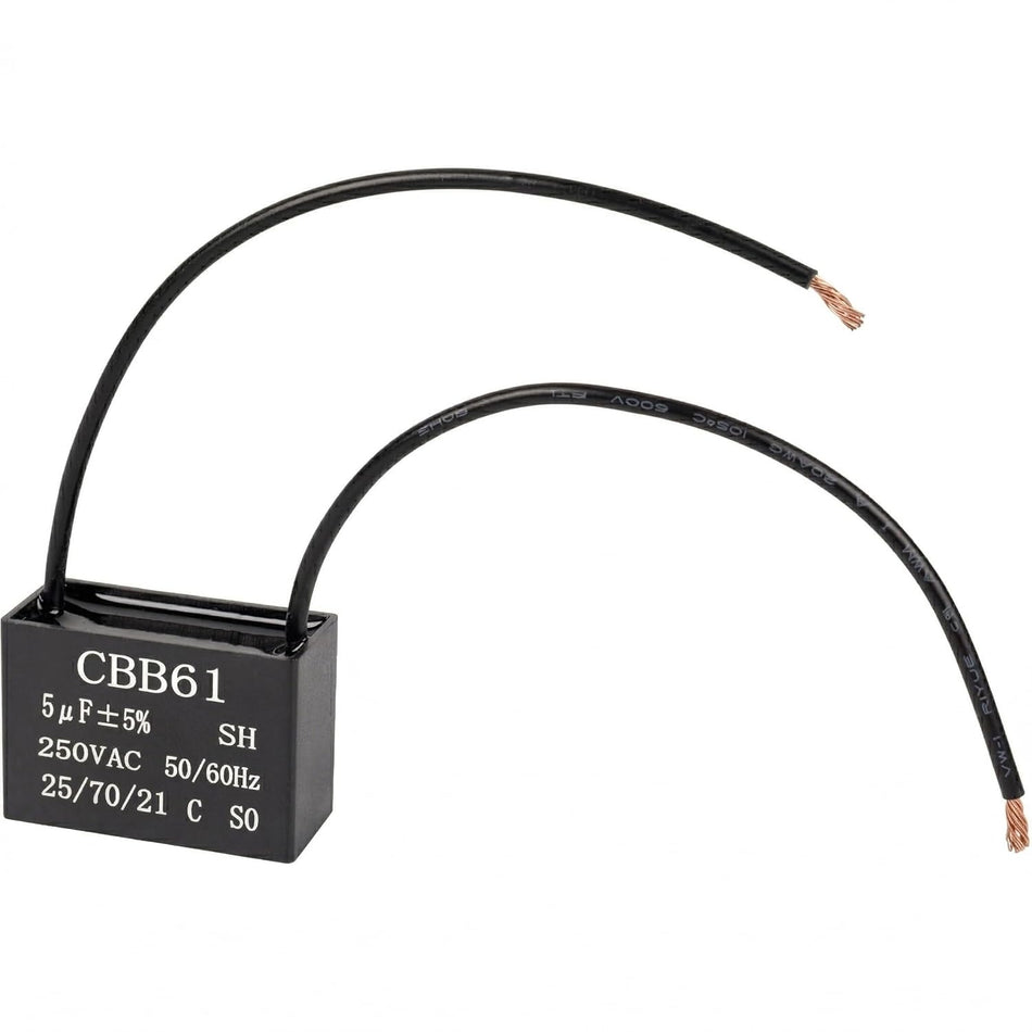 [Lifetime Warranty] CBB61 5uF 2-Wire 250V 450V AC Ceiling Fan Capacitor - 50/60 Hz