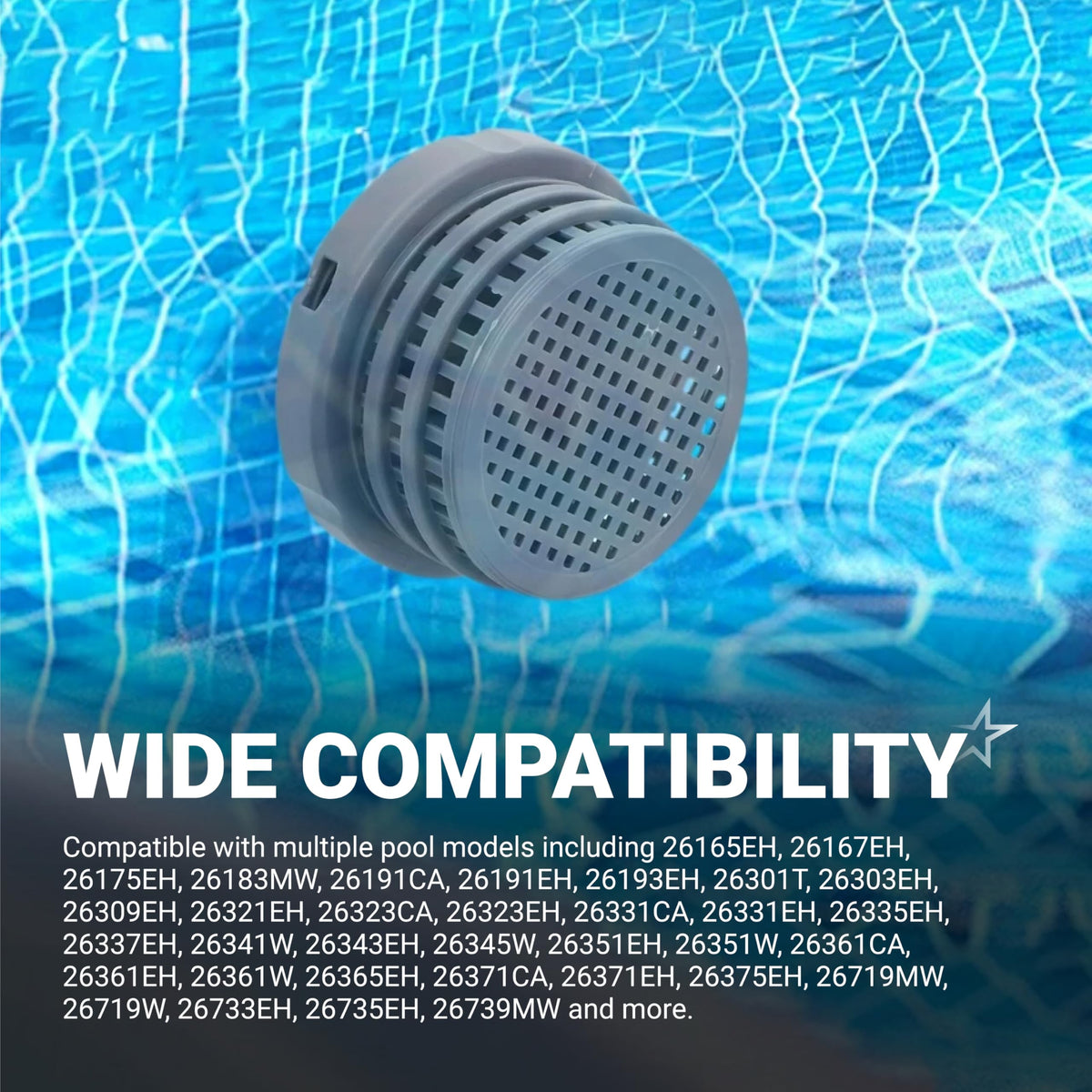 Close-up of 1-1/4 inch pool strainer connector fitting for Intex above ground pool filter systems.