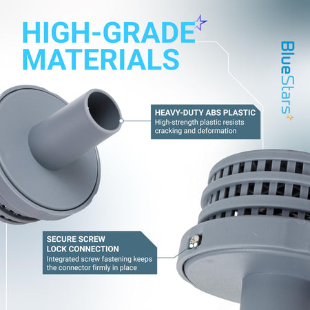 Close-up of durable ABS plastic pool strainer connector with secure screw lock for Intex above ground pool systems.