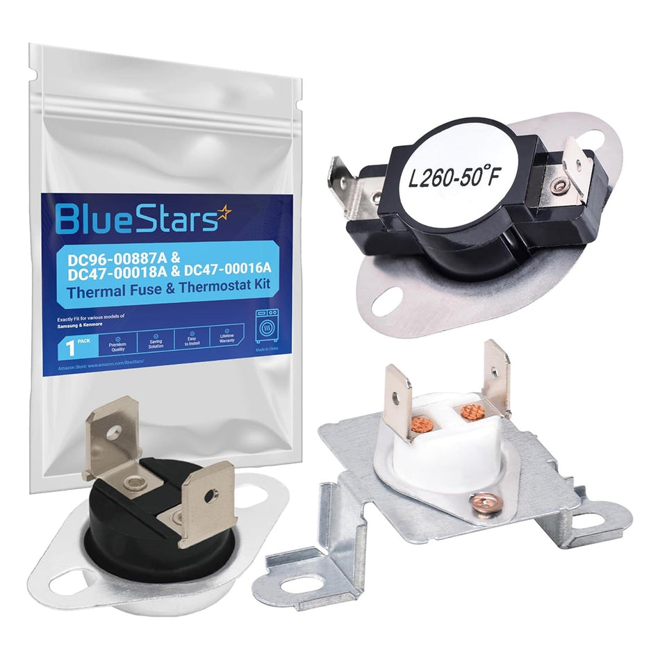 DC96-00887A & DC47-00016A & DC47-00018A Dryer Thermal Fuse and Thermostat Kit