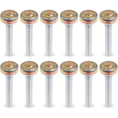 Pack of 12 truck and trailer door rollers for 1-inch tracks with 7/16-inch diameter and 2-3/4-inch long stems.