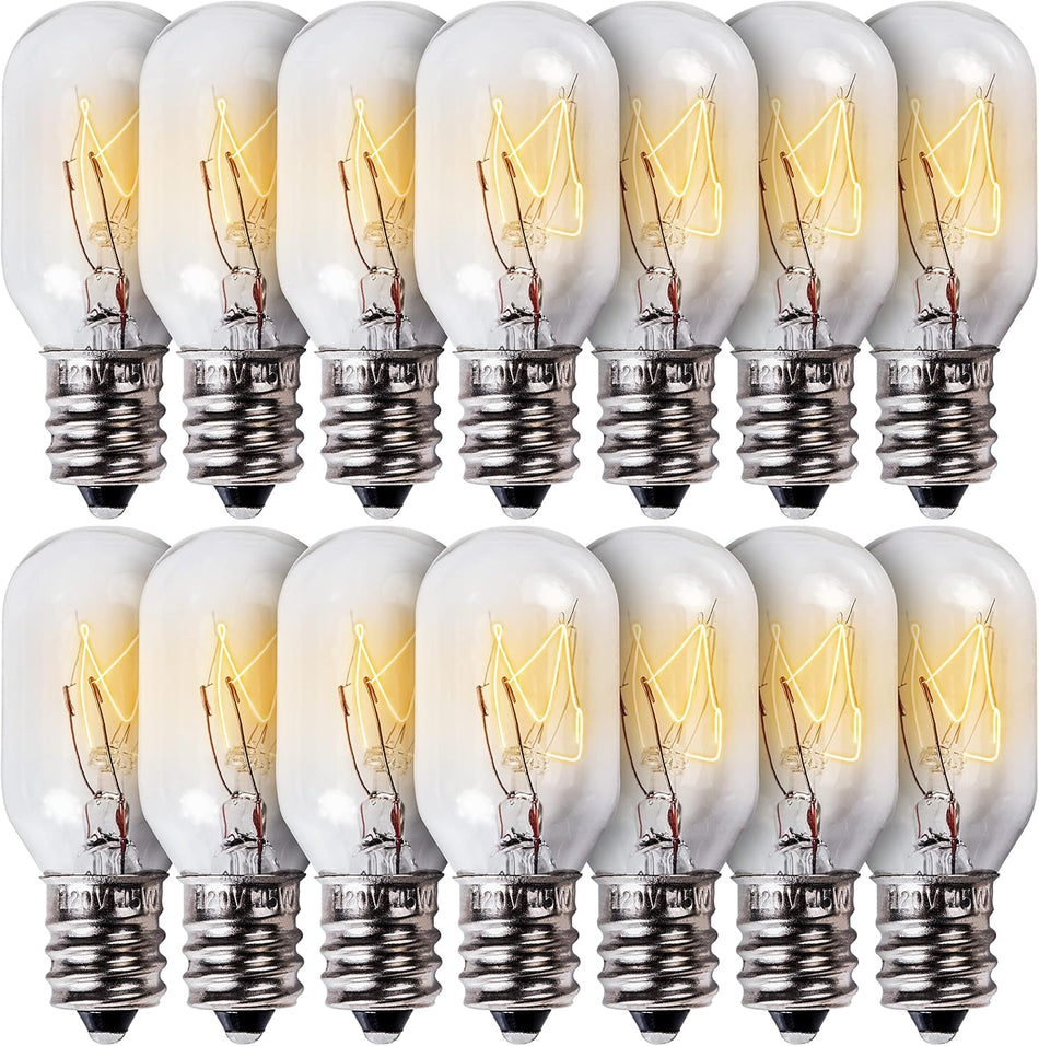 E12 T20 15W Salt Rock Lamp Bulb 120V 2700K Warm White Light - Pack of 14