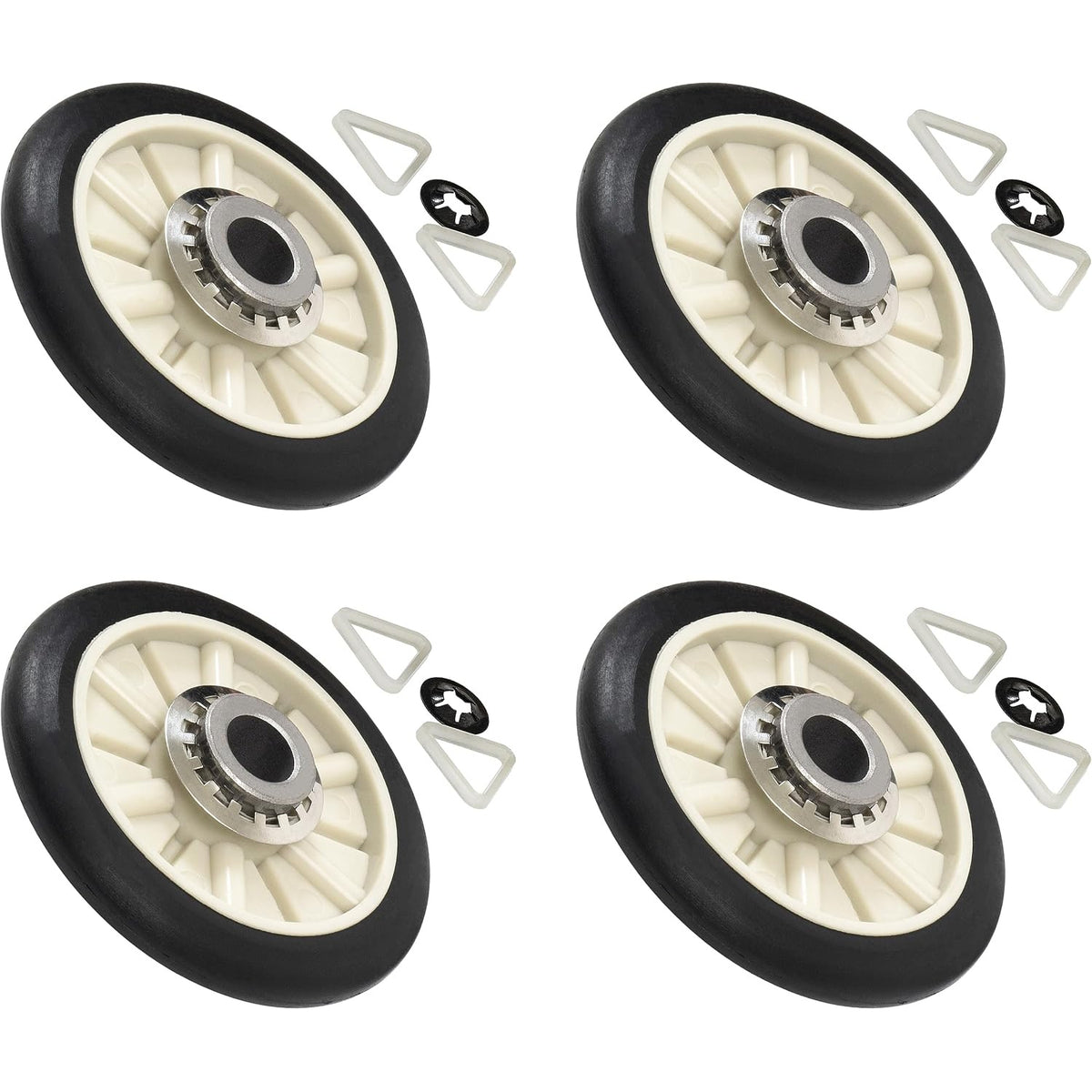 349241T Dryer Rear Drum Support Roller Kit, four rollers with mounting hardware