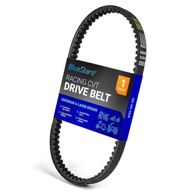 835-20-30 racing CVT drive belt with BlueStars branding and 4-layer design packaging.