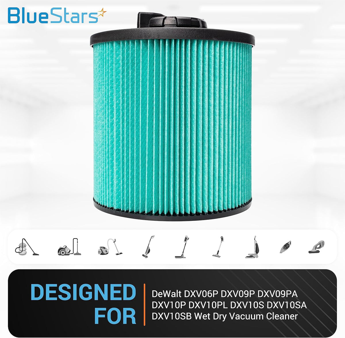 DXVC6914 HEPA cartridge filter replacement for DeWalt 6-16 gallon wet/dry vacuum cleaners.