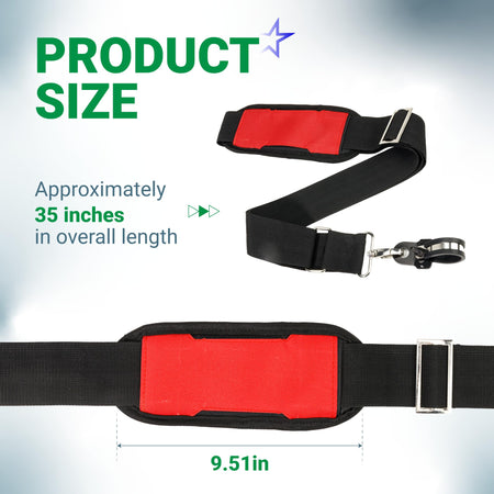 49-16-2722 shoulder strap showing 35-inch total length and 9.51-inch padded shoulder section dimensions.