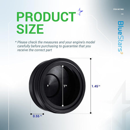 Dimensional diagram showing the 1-inch inner and 1.45-inch outer diameter of the 66-7460 primer bulb.