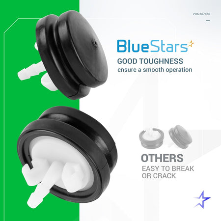 Two 66-7460 primer bulbs shown from different angles to highlight durable construction compared to standard parts.