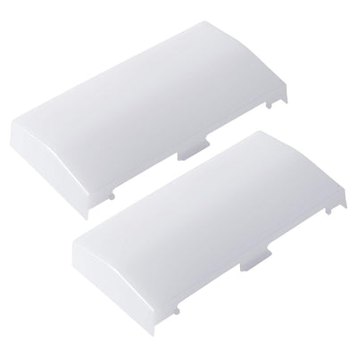 Two white rectangular replacement lens covers for bathroom vent fan lights.