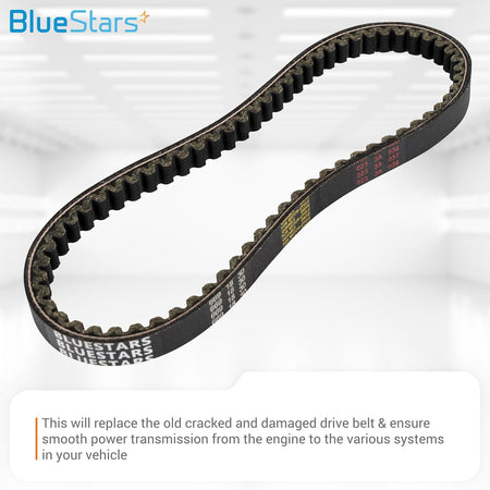 Black rubber 743-20-30 racing CVT drive belt with cogged design for scooter transmission.