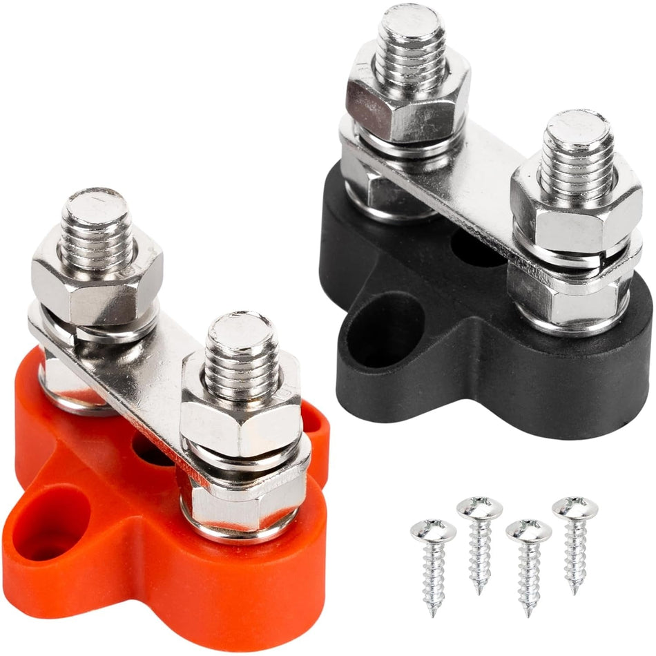 2-pack 5/16" (M8) Dual Bus Bar Max 48V DC 250A