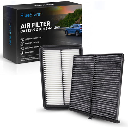 CA11259 & KD45-61-J6X Engine & Cabin Air Filter Combo, box with two pleated filters shown