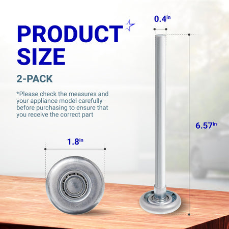 Dimensional diagram of 1.8-inch steel garage door roller with 7-inch stem showing product measurements.