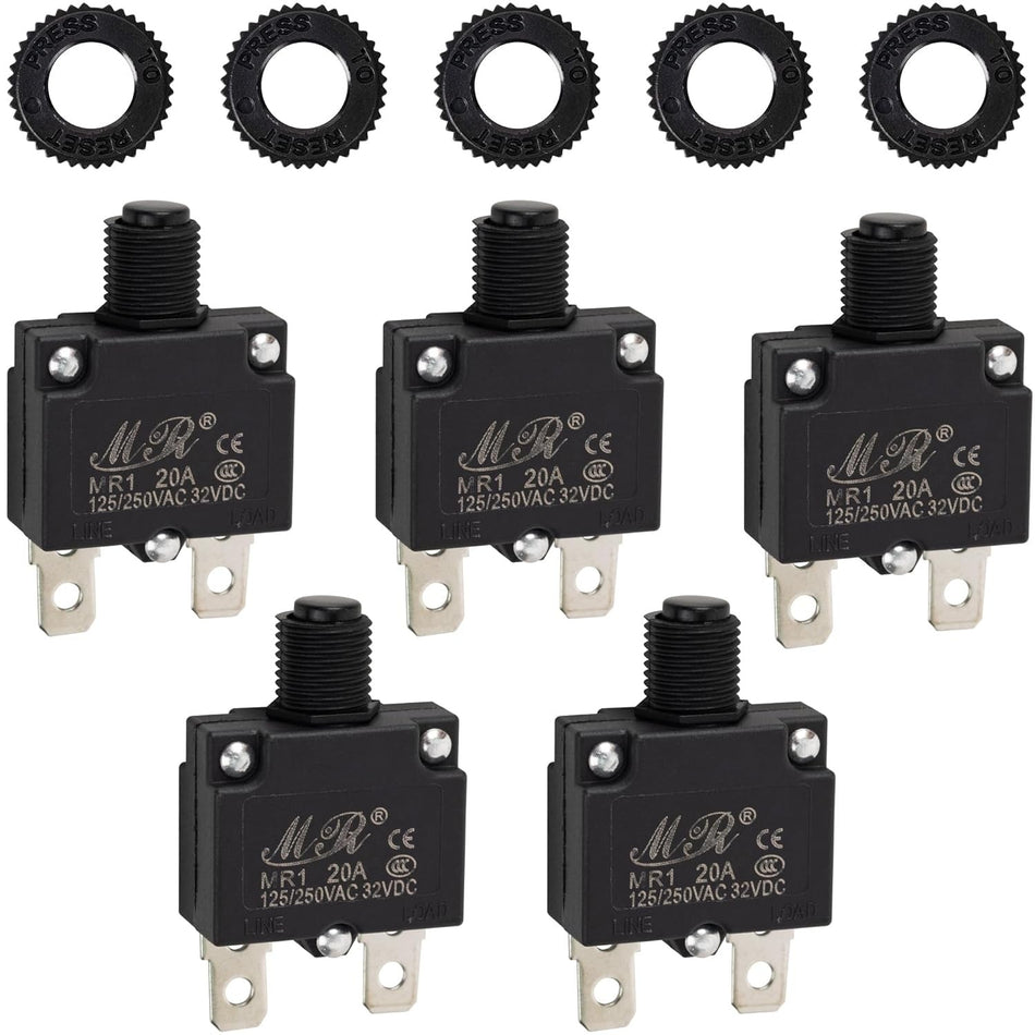 5-pack 20Amp Thermal Circuit Breaker 125/250V