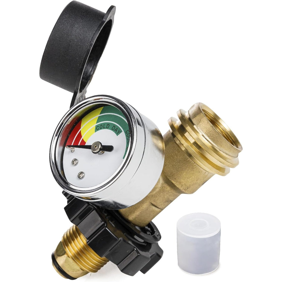 100 lb Propane Tank Adapter, POL Propane Gauge for 100 lb Propane Tank, Converts POL LP Tank Service Valve to QCC1/Type 1
