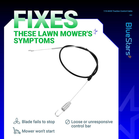 115-8435 traction control cable for Toro Recycler lawn mowers shown on a diagnostic product information card.
