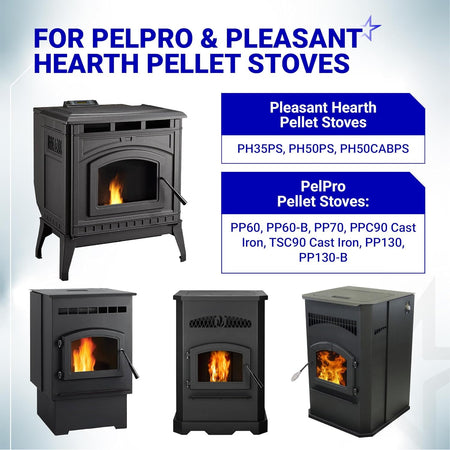 SRV7000-660 Igniter compatibility graphic showing Pleasant Hearth and PelPro pellet stove models