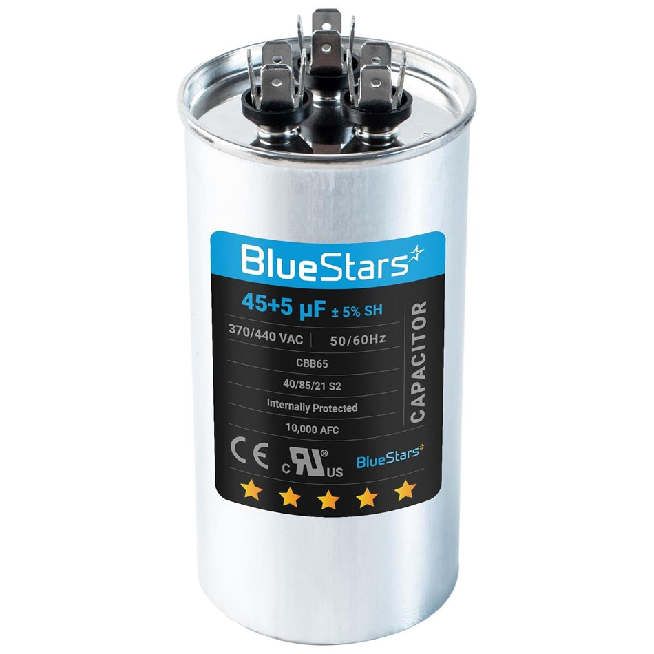 45+5 uf/MFD 370 or 440 Volt VAC Round Dual Run Capacitor CBB65 50/60 Hz