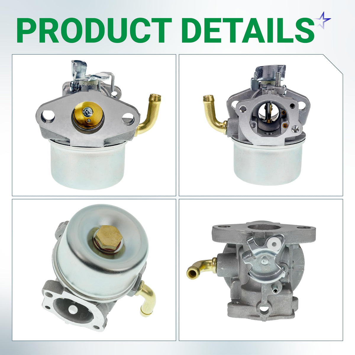 Multi-angle view of the Intek 206 carburetor replacement part for maintenance kits.