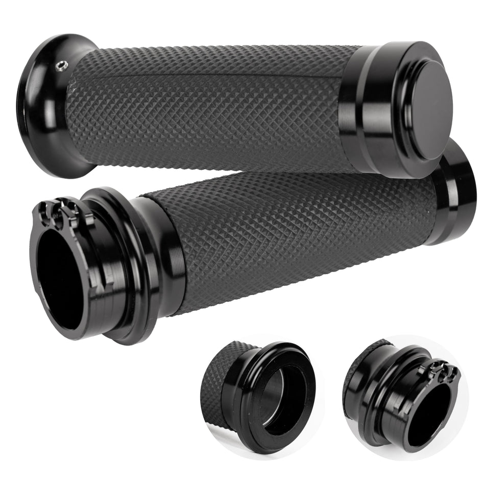 [Lifetime Warranty] 1"/25mm Motorcycle Hand Grips Black – Compatible with Harley Davidson Sportster Dyna Softail Touring 883 1200