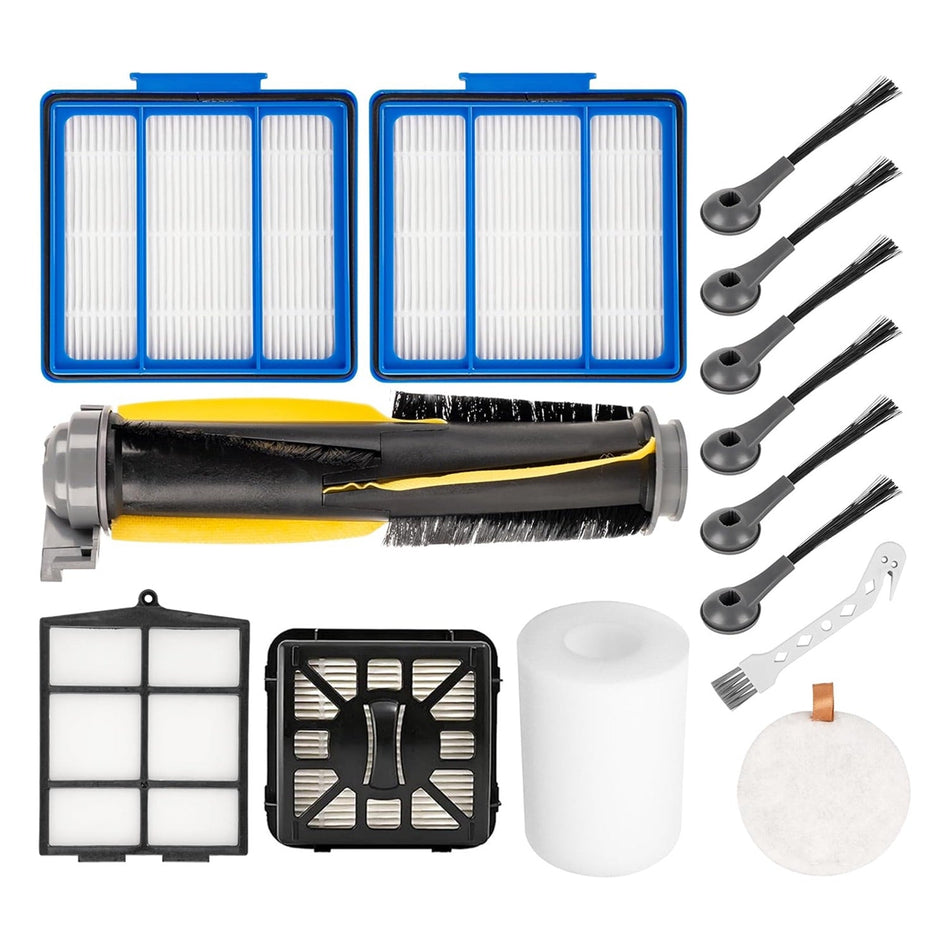 Accessories Kit,1 Main Brush 6 Side Brushes 4 Filter Kit 1 Pre-Motor Foam + Cleaning Tool