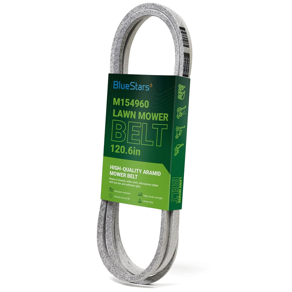 [Lifetime Warranty] M154960 Secondary Deck Belt - Compatible with 54” Mower Decks John Deere, Lawn Tractors - 120.6" x 5/8"