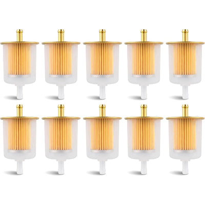 3/8" Universal Inline Fuel Filter (10-Pack) showing ten identical filters arranged in two rows