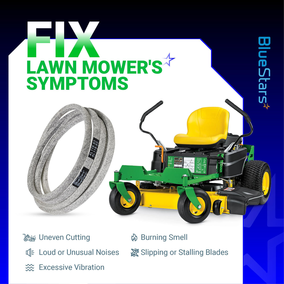 GX25628 replacement deck belt for John Deere Z300 series zero-turn mowers with 42-inch deck.